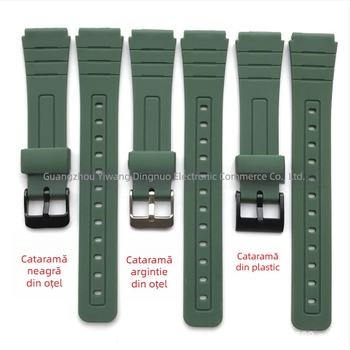 Brățară de înlocuire din rășină pentru ceas F-91W, cu urechi convexi, 18 mm, compatibilă cu F-84/F-94/F-105