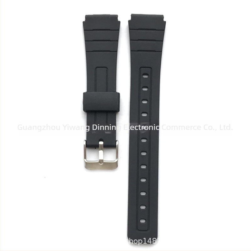 Brățară de înlocuire din rășină pentru ceas F-91W, cu urechi convexi, 18 mm, compatibilă cu F-84/F-94/F-105