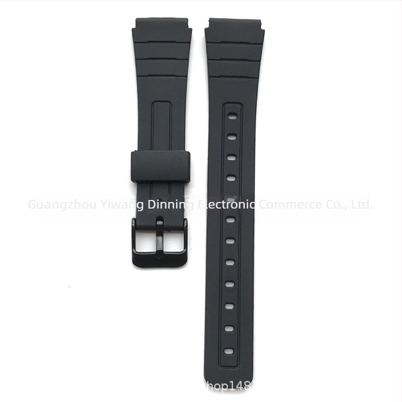 Brățară de înlocuire din rășină pentru ceas F-91W, cu urechi convexi, 18 mm, compatibilă cu F-84/F-94/F-105