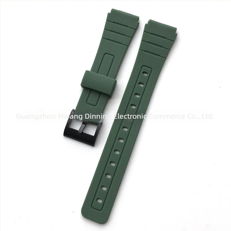 Brățară de înlocuire din rășină pentru ceas F-91W, cu urechi convexi, 18 mm, compatibilă cu F-84/F-94/F-105
