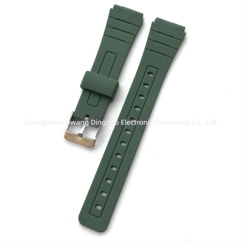 Brățară de înlocuire din rășină pentru ceas F-91W, cu urechi convexi, 18 mm, compatibilă cu F-84/F-94/F-105
