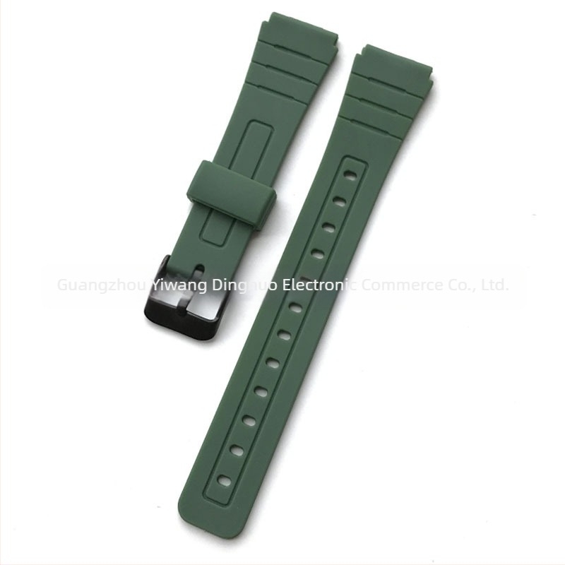 Brățară de înlocuire din rășină pentru ceas F-91W, cu urechi convexi, 18 mm, compatibilă cu F-84/F-94/F-105