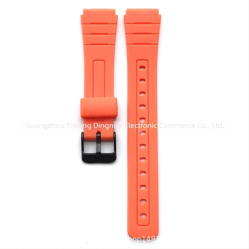 Brățară de înlocuire din rășină pentru ceas F-91W, cu urechi convexi, 18 mm, compatibilă cu F-84/F-94/F-105