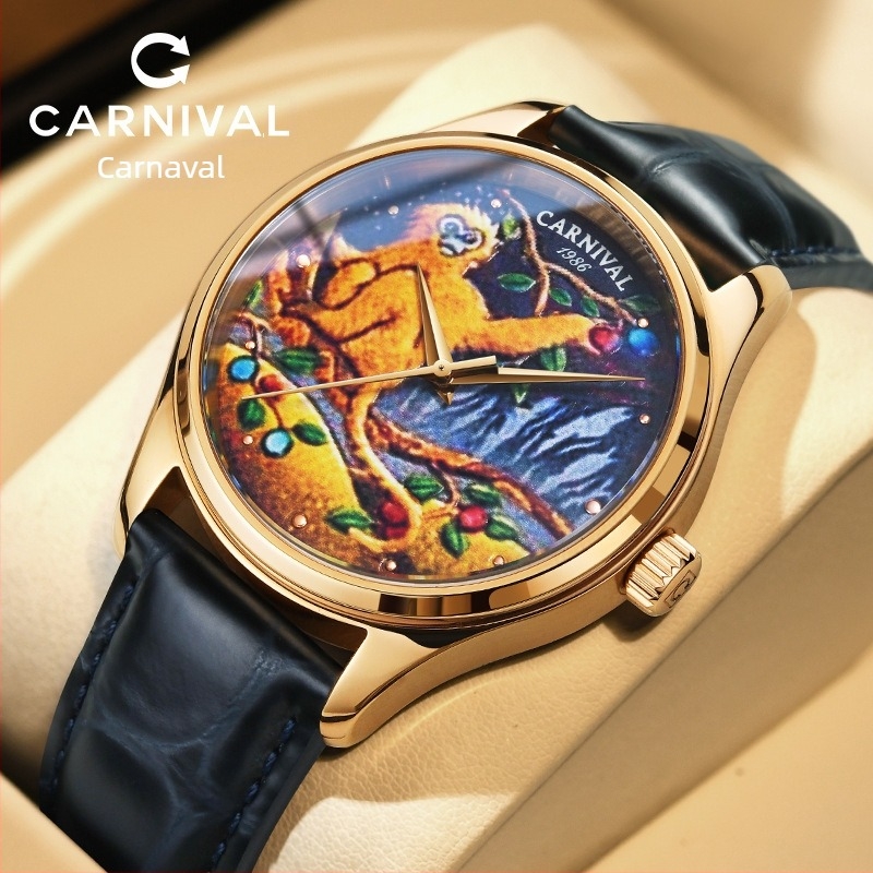 Ceas mecanic Zodiac Tiger - Carcasă din oțel inoxidabil, Curea din piele autentică, Geam safir, Rezistență la apă 30 m