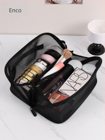 Geantă cosmetică din nylon stratificată, capacitate mare, respirabilă, impermeabilă, separare uscat–umed, cu fermoar