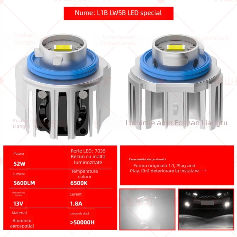 Lumini LED de ceață față pentru Honda Civic, Accord și Prius - model L13, 52W, 13V, compatibile cu L1B/LW5B