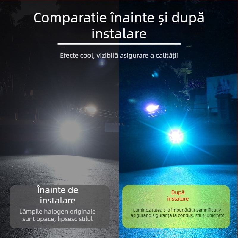 Far LED de ceață cu lentilă laser, carcasă din aluminiu, pentru H11, 12V, 20W, 6500K, LED 3030