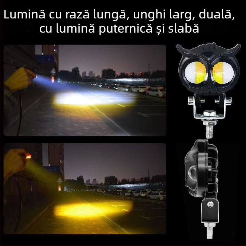 Far LED față pentru triciclu electric – luminozitate mare, lumină cu model bufniță flash