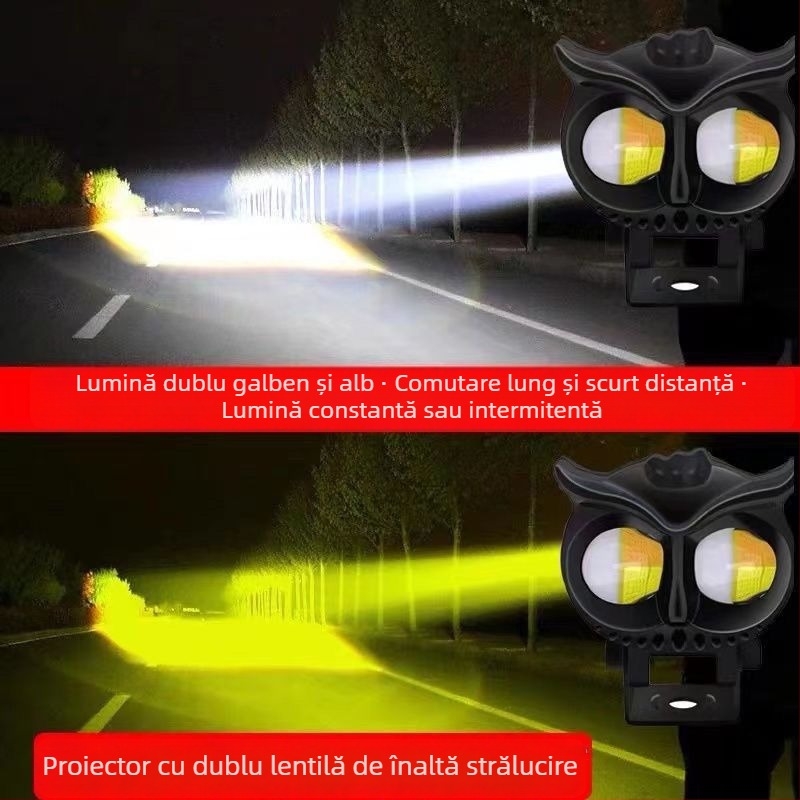 Far LED față pentru triciclu electric – luminozitate mare, lumină cu model bufniță flash