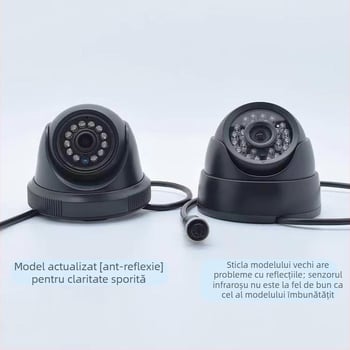 Cameră auto infraroșu hemisferică pentru supraveghere cu patru canale, 1080P, AHD, 12-24V, reglabilă la unghi de 90°, carcasă ABS