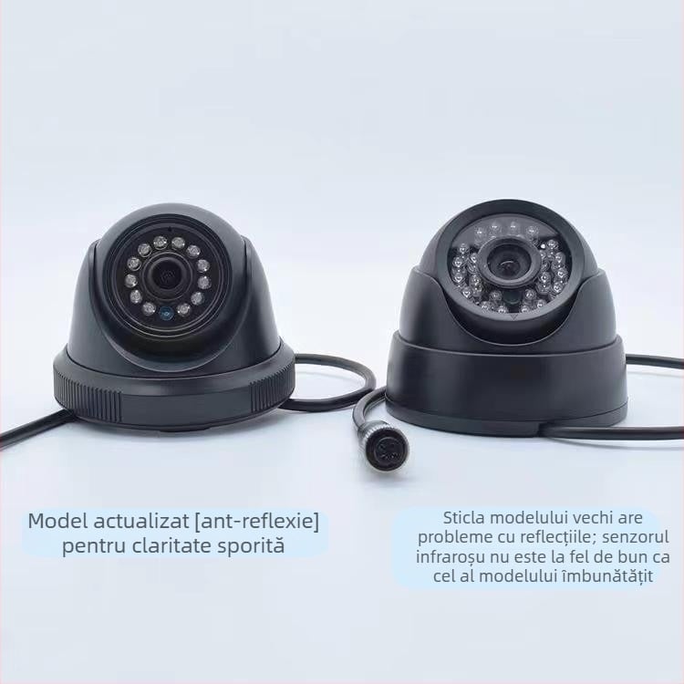 Cameră auto infraroșu hemisferică pentru supraveghere cu patru canale, 1080P, AHD, 12-24V, reglabilă la unghi de 90°, carcasă ABS