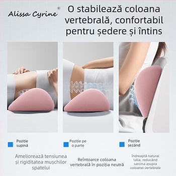 Perna lombară din memory foam pentru somn în pat și în mașină, compatibil universal, design minimalist, respirabilitate moderată