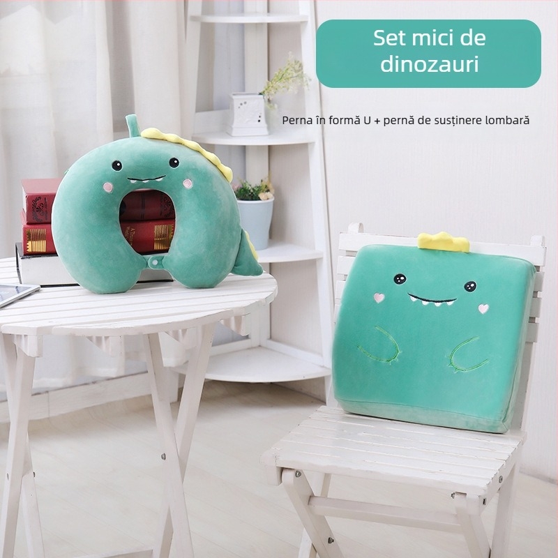 Perne de gât în formă de U, cu spumă cu memorie, husă din velur cristal, susține gâtul și coloana cervicală, ideală pentru călătorii