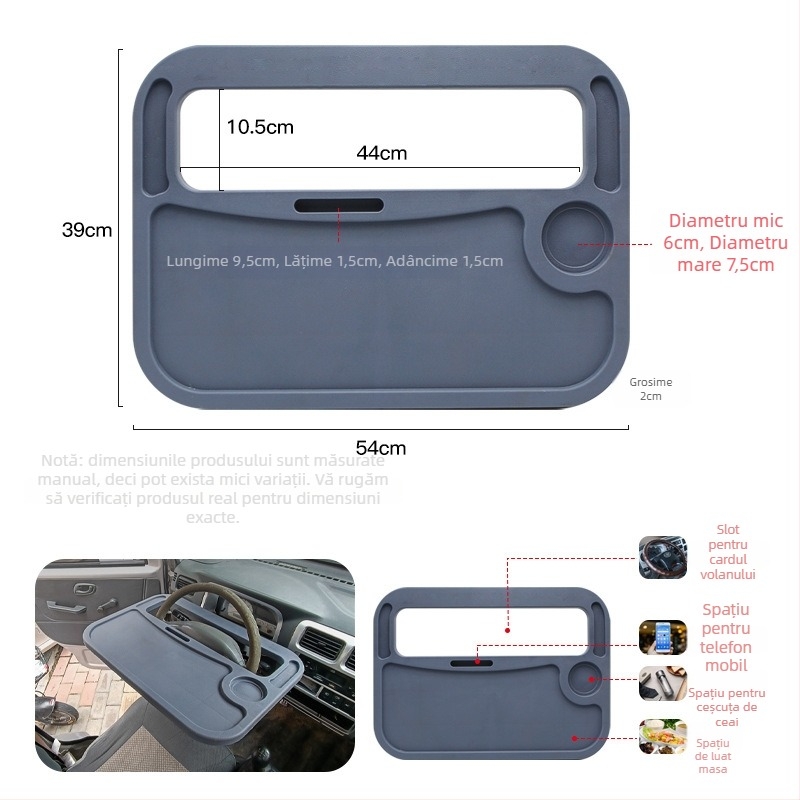 Masă de dining pentru camion cu unghi reglabil, montare pe perete, compatibil universal, material plastic-lemn