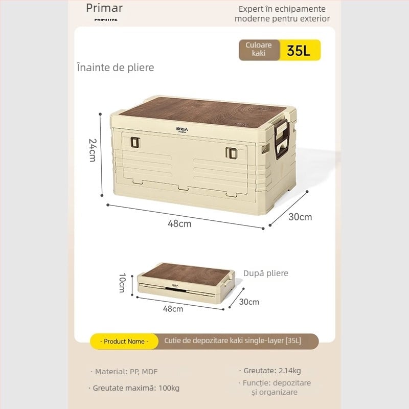 Organizator portbagaj auto cu masă de camping integrată – 50–60 L, material PP, model AJP06, portabil