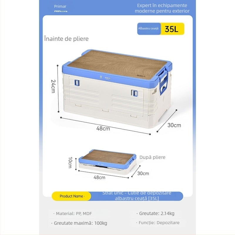 Organizator portbagaj auto cu masă de camping integrată – 50–60 L, material PP, model AJP06, portabil