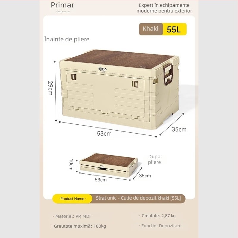 Organizator portbagaj auto cu masă de camping integrată – 50–60 L, material PP, model AJP06, portabil