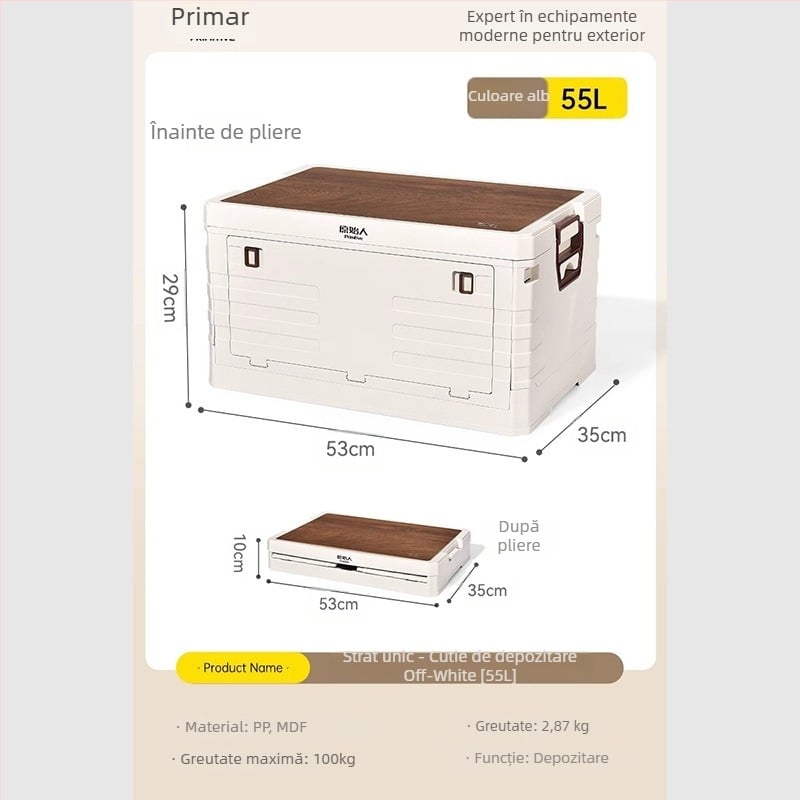 Organizator portbagaj auto cu masă de camping integrată – 50–60 L, material PP, model AJP06, portabil