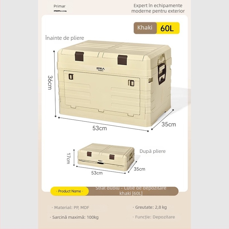 Organizator portbagaj auto cu masă de camping integrată – 50–60 L, material PP, model AJP06, portabil