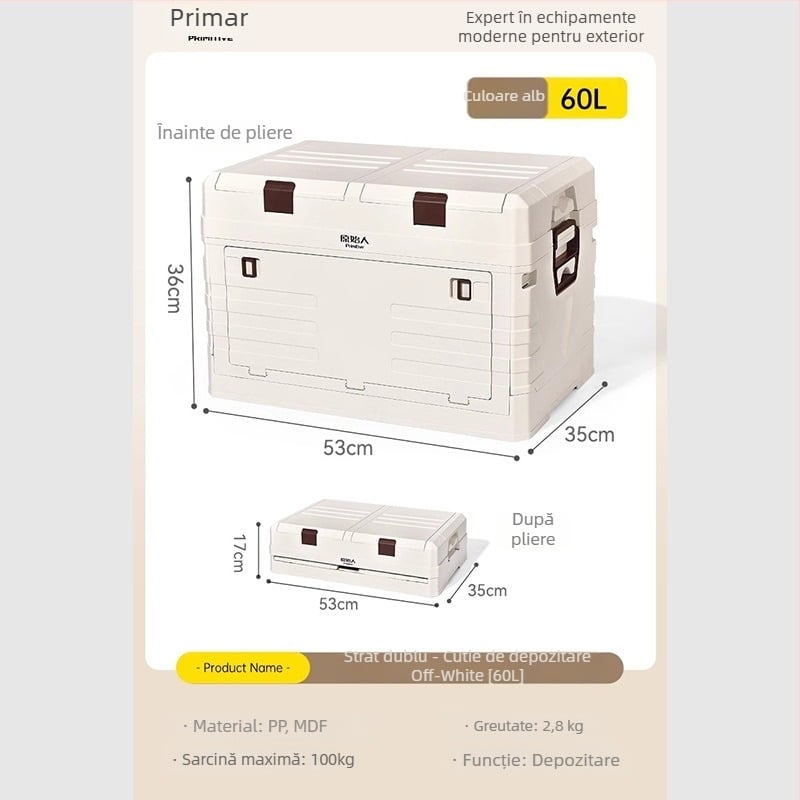 Organizator portbagaj auto cu masă de camping integrată – 50–60 L, material PP, model AJP06, portabil