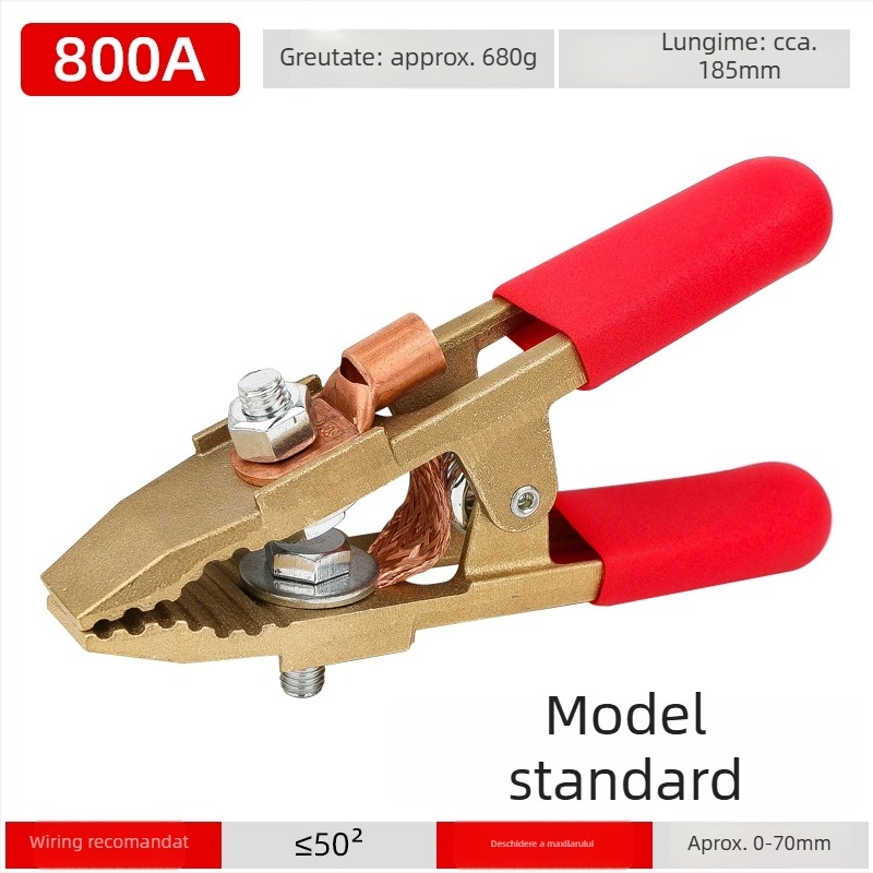 Clamp de împământare din cupru, în formă de A, pentru sudare și pornire baterie auto, clemă Alligator