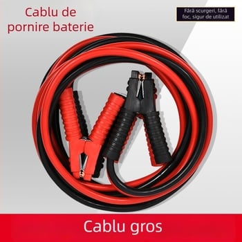 Cablu de pornire pentru baterie auto, cupru pur, model Fire Line, cablu de pornire de urgență