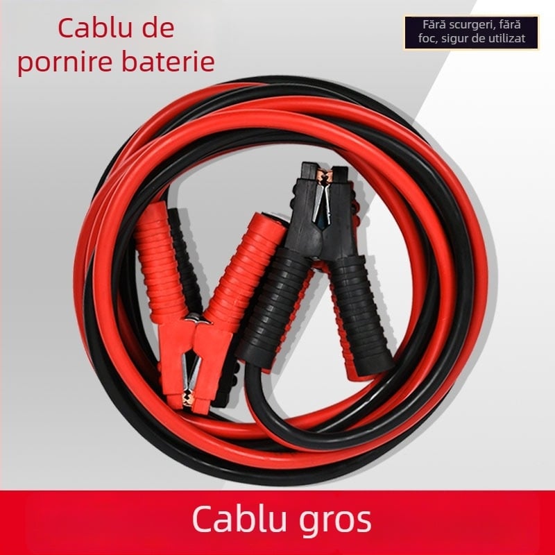 Cablu de pornire pentru baterie auto, cupru pur, model Fire Line, cablu de pornire de urgență