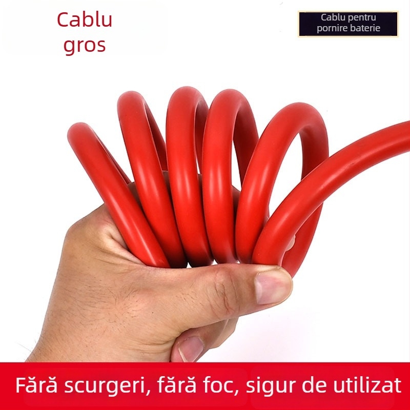 Cablu de pornire pentru baterie auto, cupru pur, model Fire Line, cablu de pornire de urgență