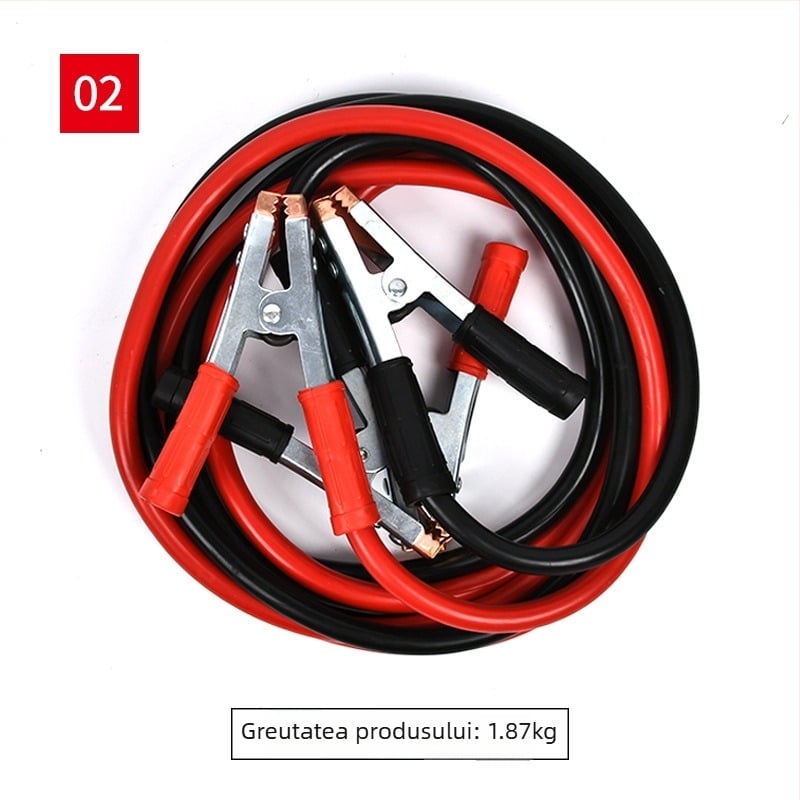Cablu de pornire pentru baterie auto, cupru pur, model Fire Line, cablu de pornire de urgență