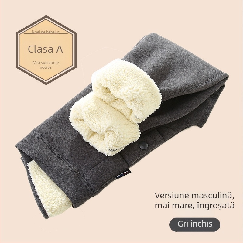 Pantaloni termici de iarnă pentru copii, talie înaltă, bumbac, căptușeală fleece, pentru copii 8+ ani