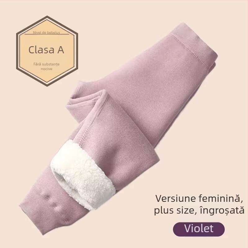 Pantaloni termici de iarnă pentru copii, talie înaltă, bumbac, căptușeală fleece, pentru copii 8+ ani