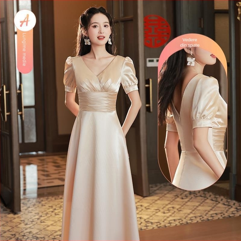 Rochie de domnișoară de onoare satin, Vară 2022, principal material poliester 70–80%, material secundar ≤30%, de înaltă clasă