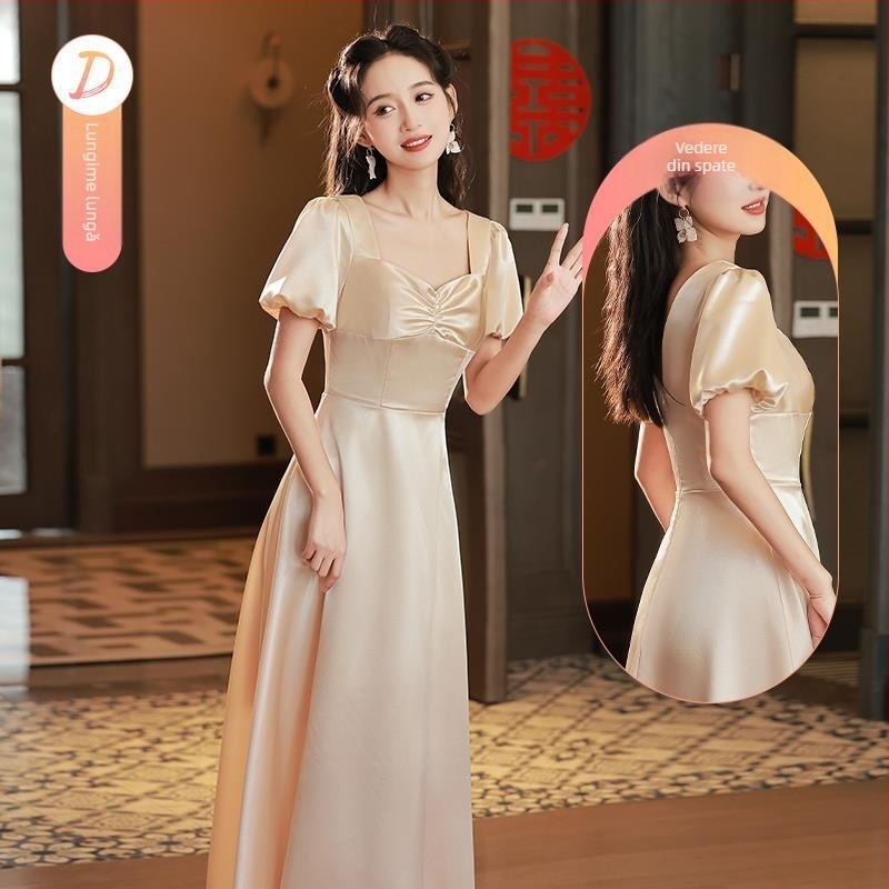 Rochie de domnișoară de onoare satin, Vară 2022, principal material poliester 70–80%, material secundar ≤30%, de înaltă clasă