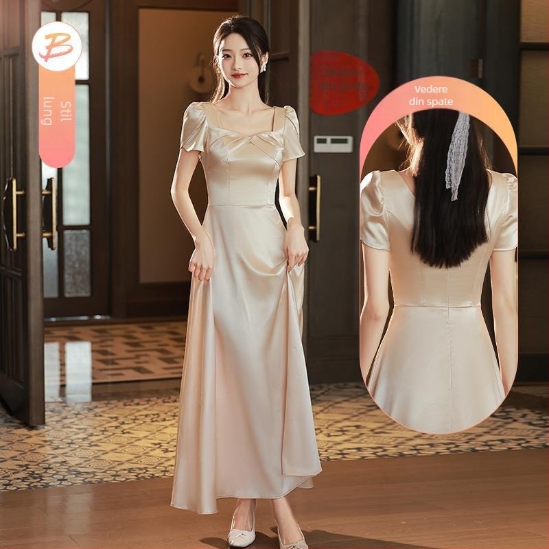 Rochie de domnișoară de onoare satin, Vară 2022, principal material poliester 70–80%, material secundar ≤30%, de înaltă clasă