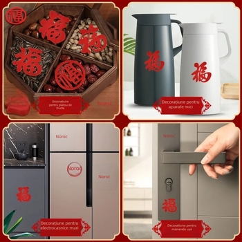 Decorațiune pentru ușă cu simbol noroc pentru casa nouă – ornament mini pentru intrare, felt, tăiere, stil chinezesc