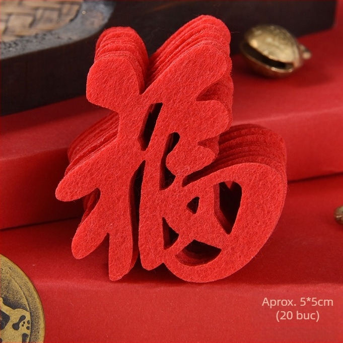 Decorațiune pentru ușă cu simbol noroc pentru casa nouă – ornament mini pentru intrare, felt, tăiere, stil chinezesc