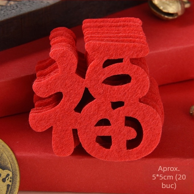 Decorațiune pentru ușă cu simbol noroc pentru casa nouă – ornament mini pentru intrare, felt, tăiere, stil chinezesc