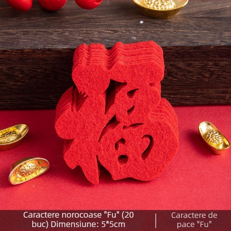 Decorațiune pentru ușă cu simbol noroc pentru casa nouă – ornament mini pentru intrare, felt, tăiere, stil chinezesc