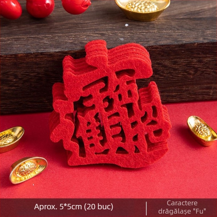 Decorațiune pentru ușă cu simbol noroc pentru casa nouă – ornament mini pentru intrare, felt, tăiere, stil chinezesc