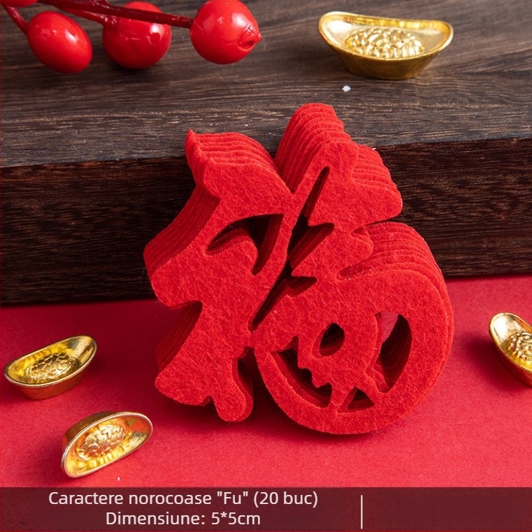 Decorațiune pentru ușă cu simbol noroc pentru casa nouă – ornament mini pentru intrare, felt, tăiere, stil chinezesc