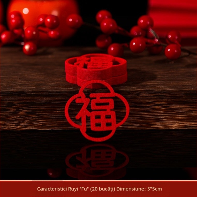Decorațiune pentru ușă cu simbol noroc pentru casa nouă – ornament mini pentru intrare, felt, tăiere, stil chinezesc