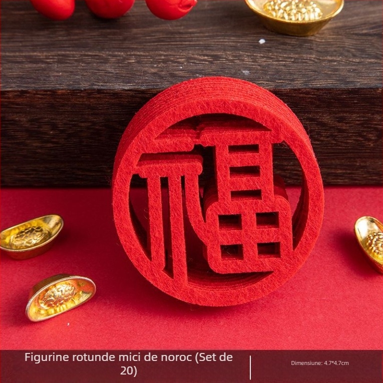 Decorațiune pentru ușă cu simbol noroc pentru casa nouă – ornament mini pentru intrare, felt, tăiere, stil chinezesc