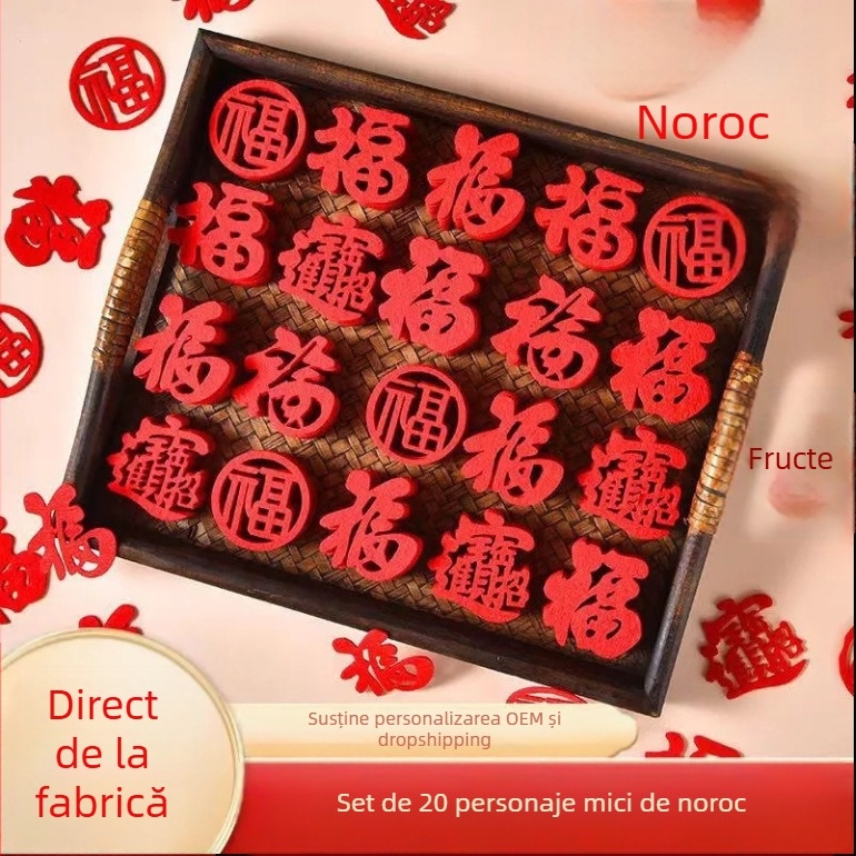 Decorațiune pentru ușă cu simbol noroc pentru casa nouă – ornament mini pentru intrare, felt, tăiere, stil chinezesc