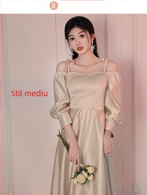 Rochie de domnișoară de onoare, lungă, din satin, primăvară-vară 2024