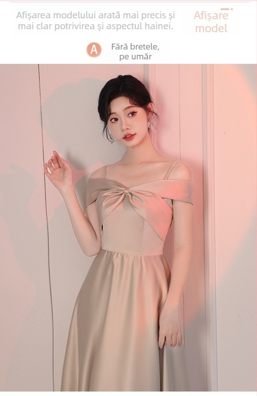 Rochie de domnișoară de onoare, lungă, din satin, primăvară-vară 2024