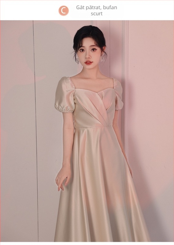 Rochie de domnișoară de onoare, lungă, din satin, primăvară-vară 2024