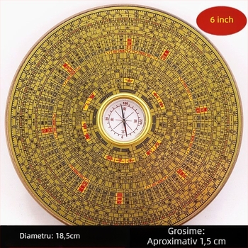 Busolă Bagua din cupru – instrument portabil Feng Shui cu geometrie Bagua