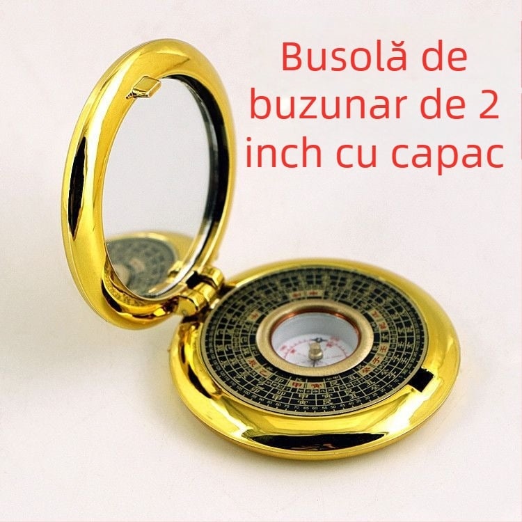 Busolă Bagua din cupru – instrument portabil Feng Shui cu geometrie Bagua