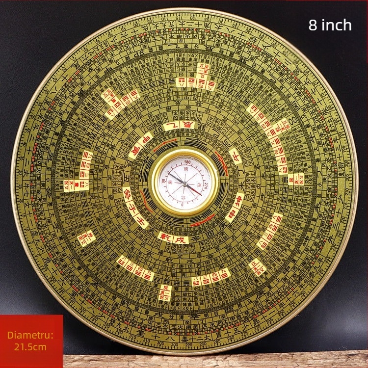 Busolă Bagua din cupru – instrument portabil Feng Shui cu geometrie Bagua