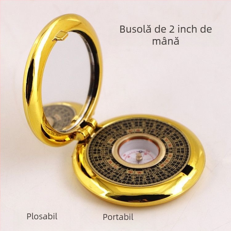 Busolă Bagua din cupru – instrument portabil Feng Shui cu geometrie Bagua